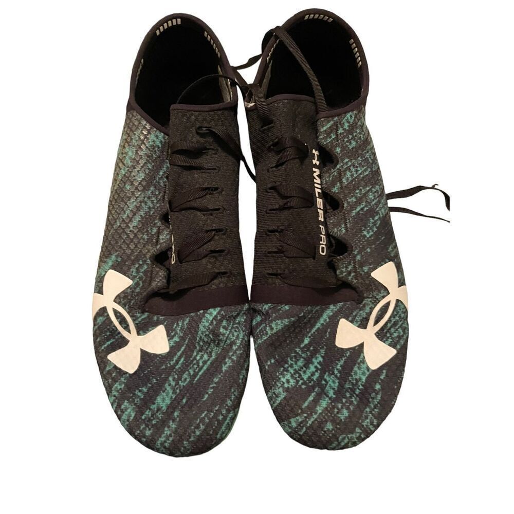 Under Armour Mens Black & Green Speedform Miler Pro Track Spikes Athletic Shoes
